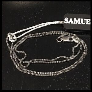 SAMUEL B Sterling Silver Popcorn Necklace Oxidized Caviar Chain 20” NWT